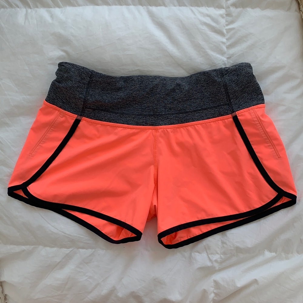 Lululemon low-rise speed up short size 4 coral